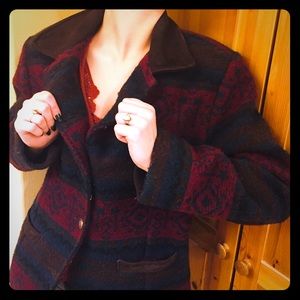 Woolrich wool tribal patterned coat